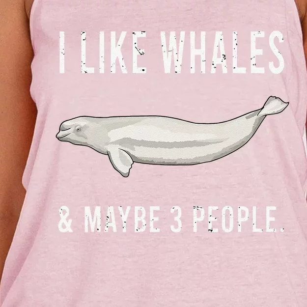 Funny I Like Beluga Whale And Maybe 3 People Women's Knotted Racerback Tank