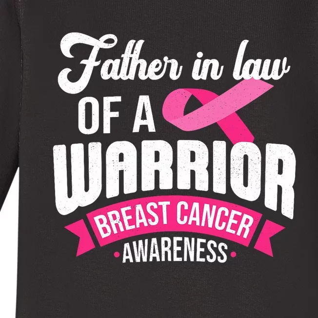 Father In Law Of A Warrior Breast Cancer Awareness Support Baby Long Sleeve Bodysuit