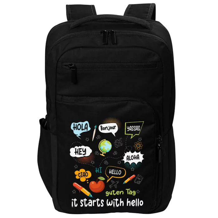 Friendship Inclusion Language Teacher It Starts With Hello Gift Impact Tech Backpack