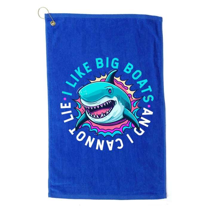 FunnySharks I Like Big Boats And I Cant Lie Gift Platinum Collection Golf Towel