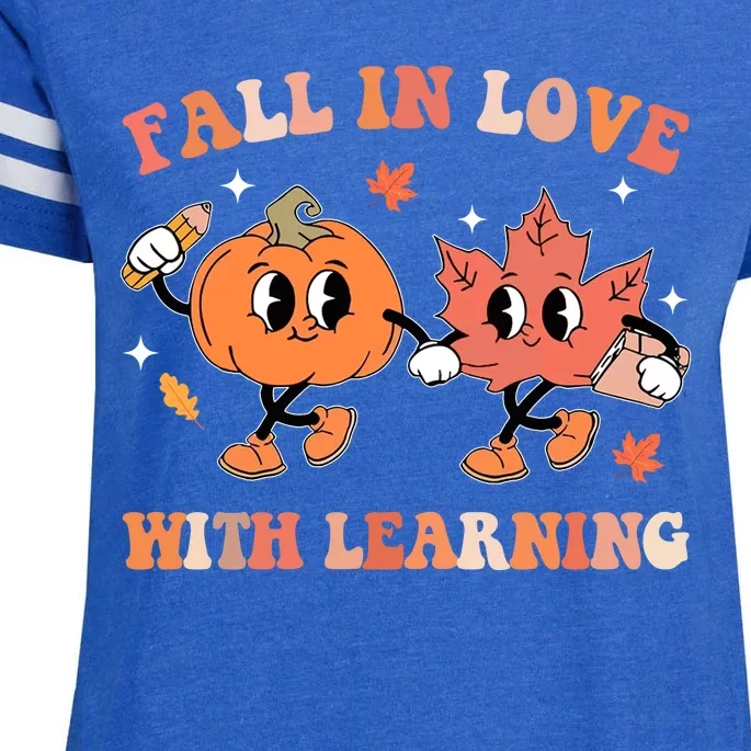 Fall In Love With Learning Autumn Cute Enza Ladies Jersey Football T-Shirt