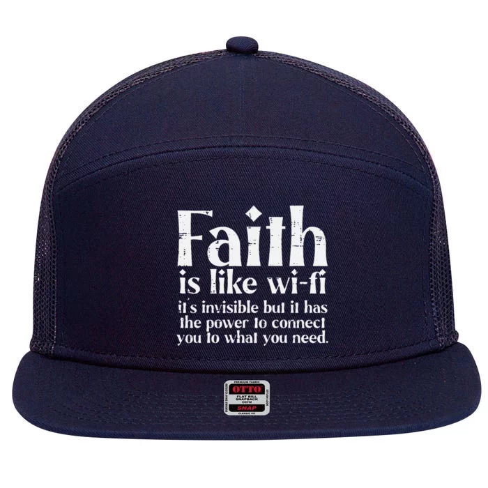 Faith Is Like Wifi God Jesus Religious Christian 7 Panel Mesh Trucker Snapback Hat