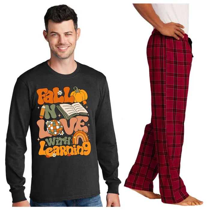 Fall In Love With Learning Autum Thanksgiving Teacher Long Sleeve Pajama Set