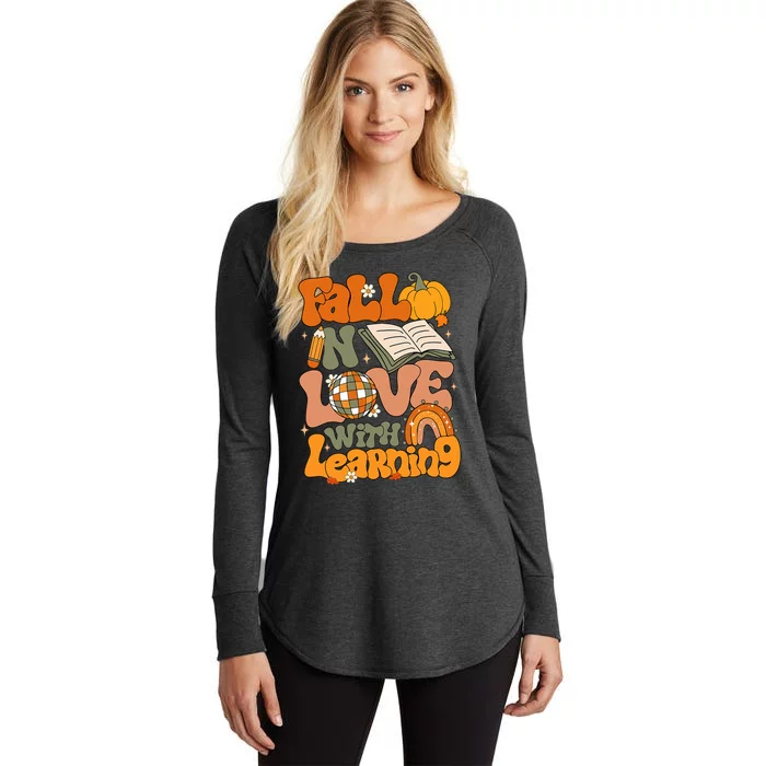 Fall In Love With Learning Autum Thanksgiving Teacher Women's Perfect Tri Tunic Long Sleeve Shirt