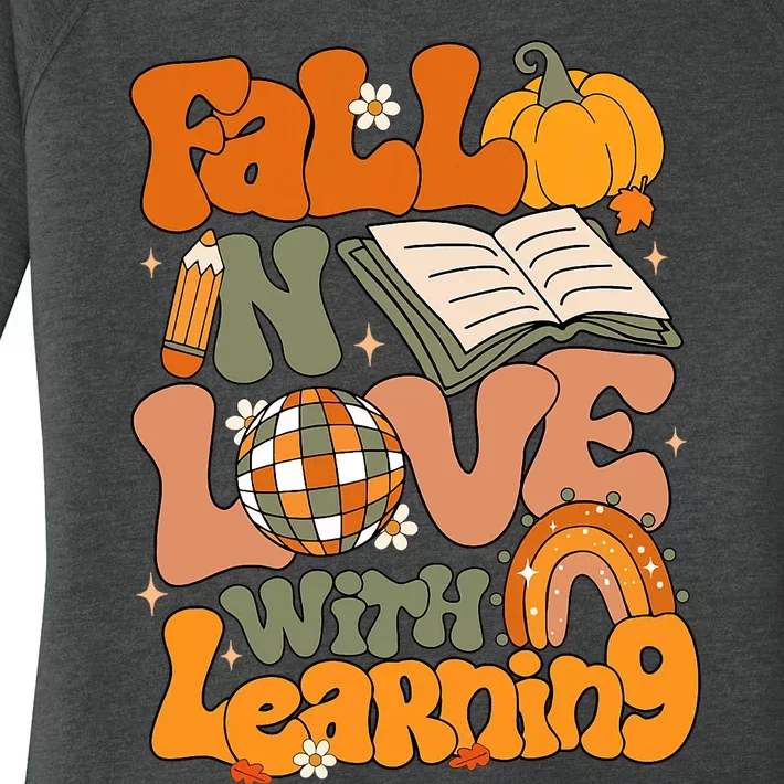 Fall In Love With Learning Autum Thanksgiving Teacher Women's Perfect Tri Tunic Long Sleeve Shirt