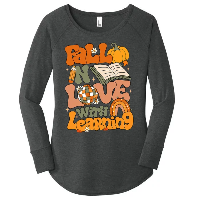 Fall In Love With Learning Autum Thanksgiving Teacher Women's Perfect Tri Tunic Long Sleeve Shirt