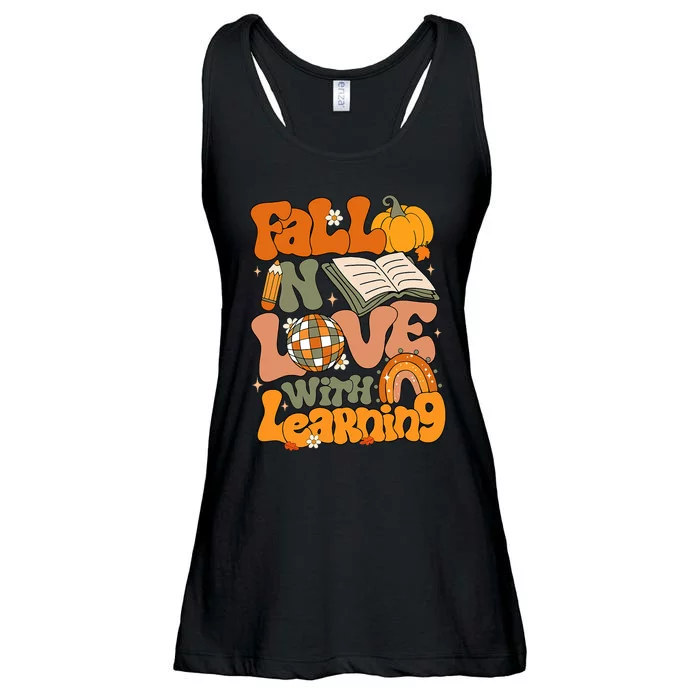 Fall In Love With Learning Autum Thanksgiving Teacher Ladies Essential Flowy Tank