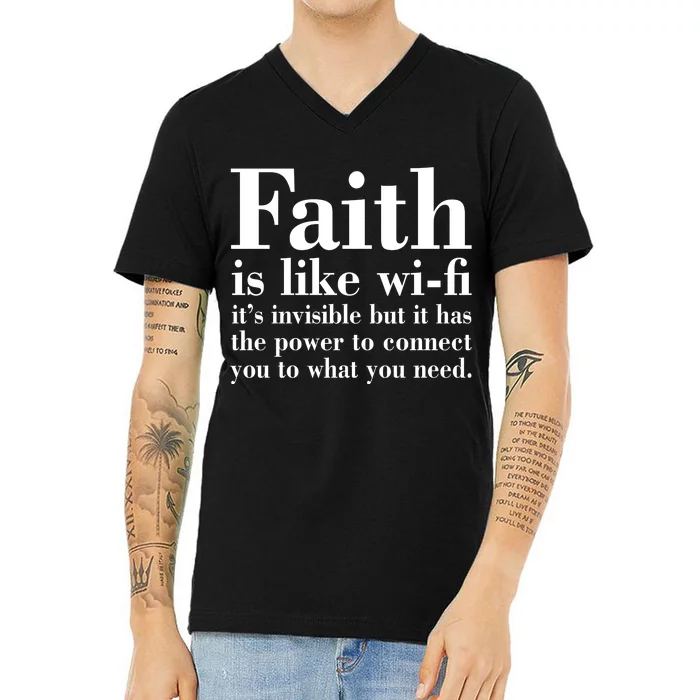 Faith Is Like Wifi Christian Quote Jesus V-Neck T-Shirt