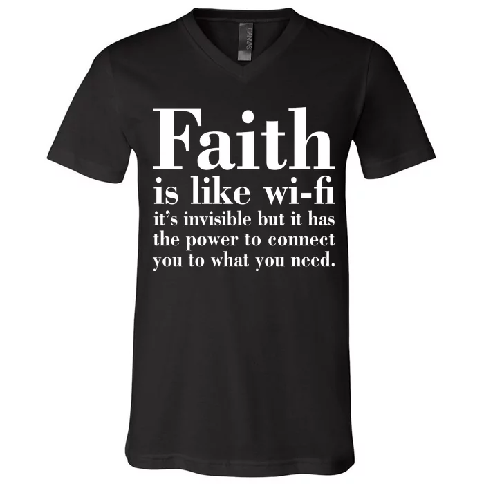 Faith Is Like Wifi Christian Quote Jesus V-Neck T-Shirt