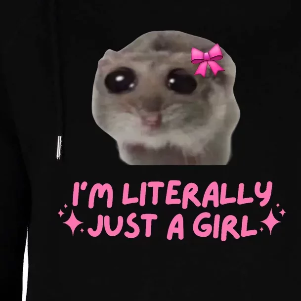 Funny IM Literally Just A Girl Sad Hamster Meme Womens Funnel Neck Pullover Hood