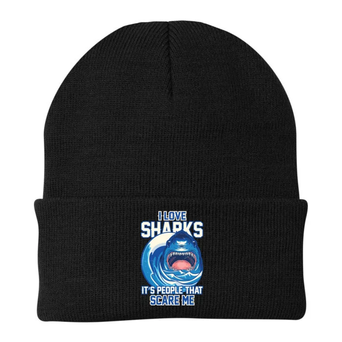 Funny I Love Sharks It's People That Scare Me Knit Cap Winter Beanie