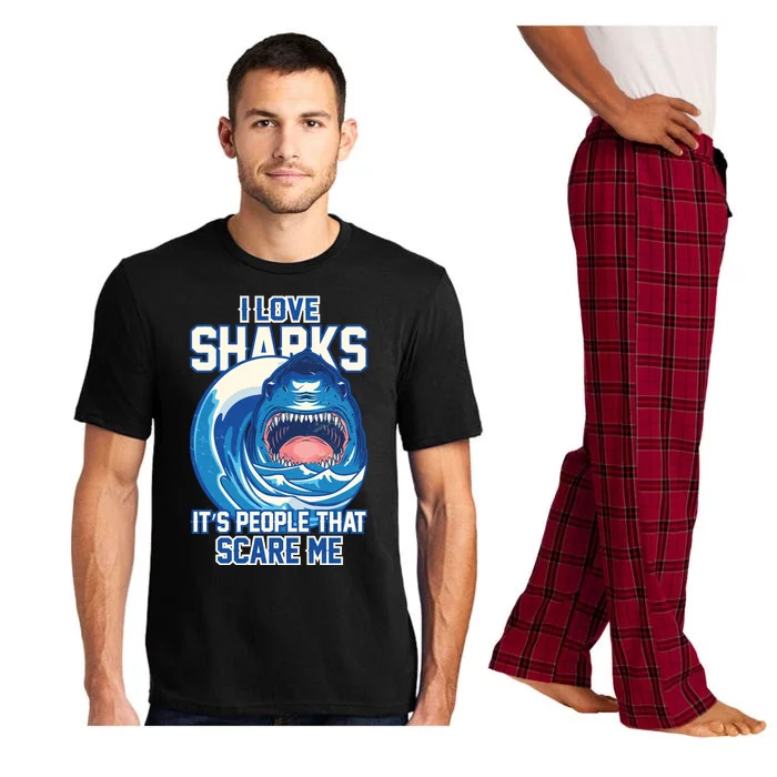 Funny I Love Sharks It's People That Scare Me Pajama Set