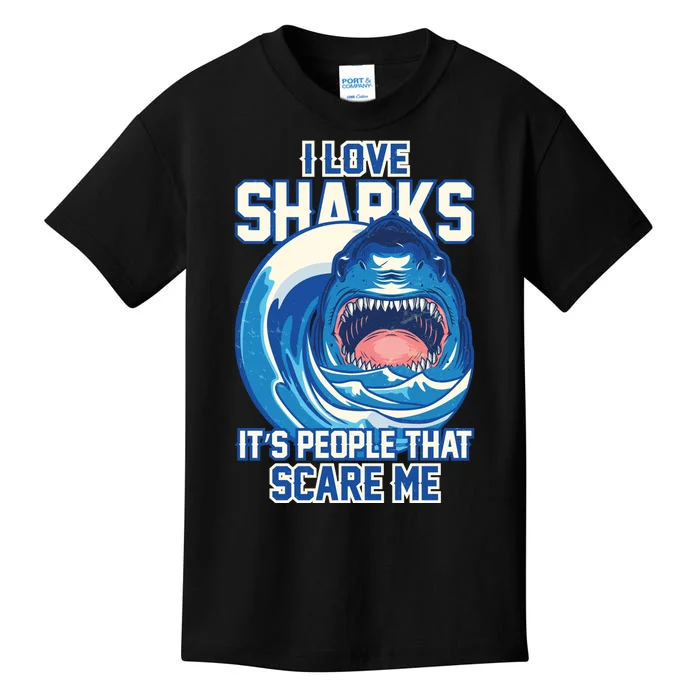 Funny I Love Sharks It's People That Scare Me Kids T-Shirt