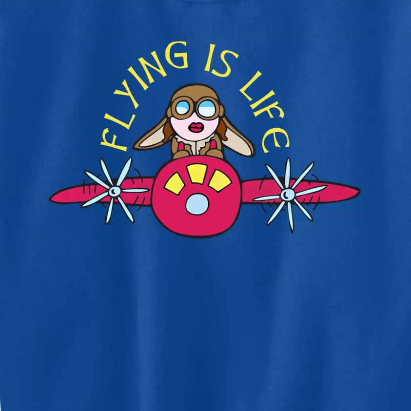 Flying Is Life Female Pilot Airplane Great Gift Kids Sweatshirt