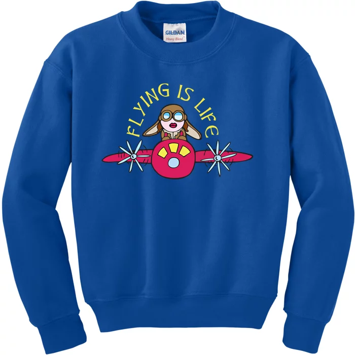 Flying Is Life Female Pilot Airplane Great Gift Kids Sweatshirt