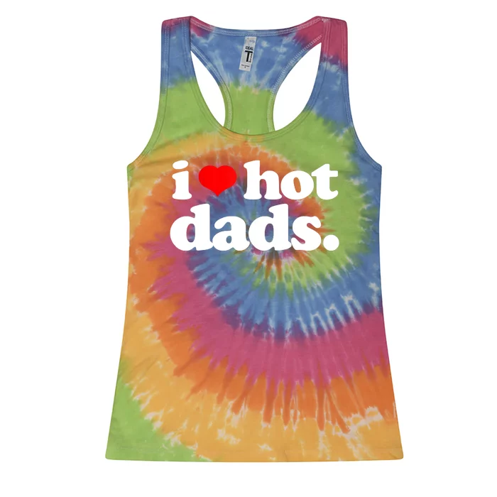 Funny I Love Hot Dads Top For Hot Dad Joke I Heart Hot Dads Women's Racerback Tank