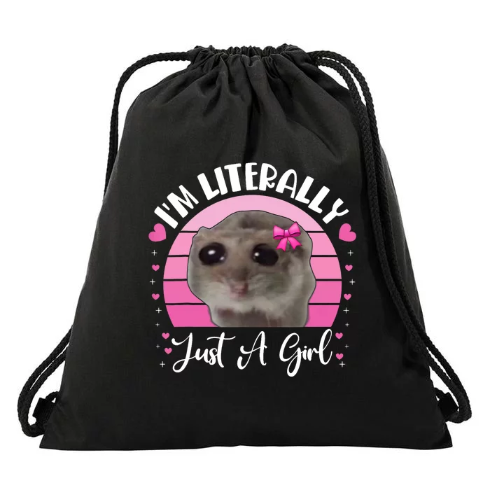 Funny IM Literally Just A Girl Sad Hamster Meme Vintage Drawstring Bag