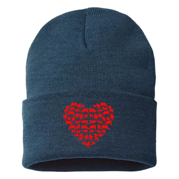 Funny I Love My Cows Lovers Farmers Hearts Valentine's Day Sustainable Knit Beanie