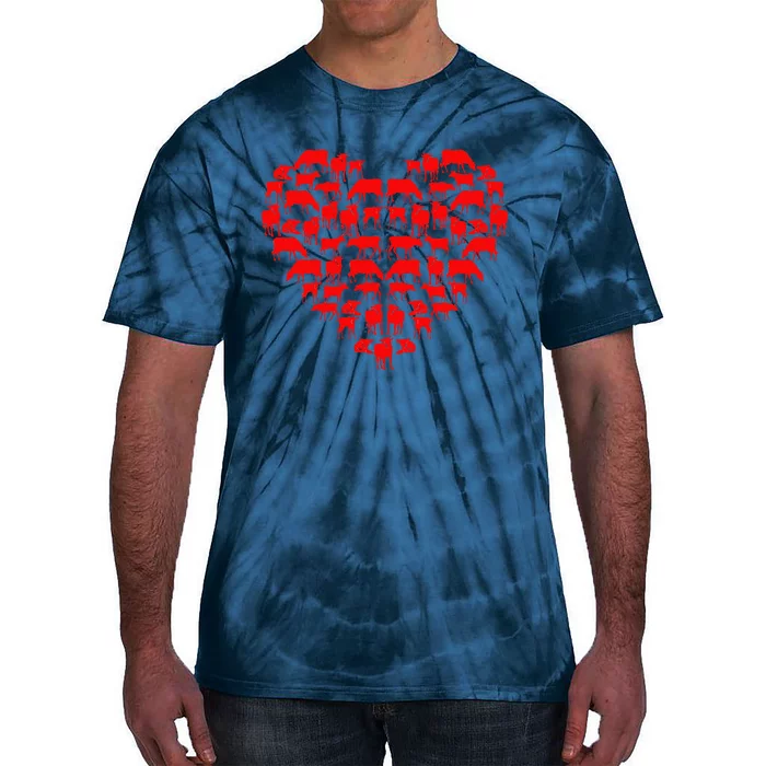 Funny I Love My Cows Lovers Farmers Hearts Valentine's Day Tie-Dye T-Shirt