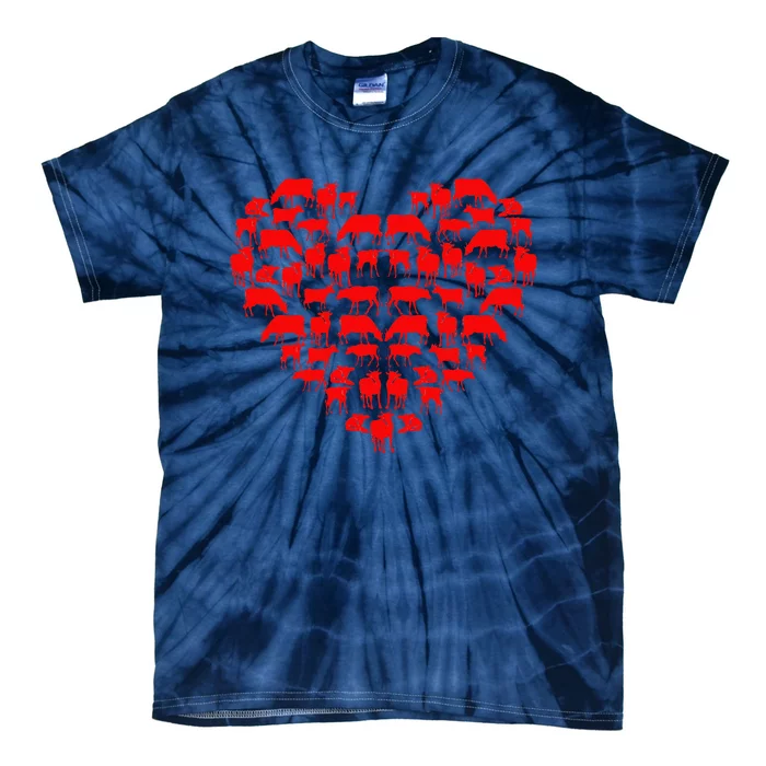 Funny I Love My Cows Lovers Farmers Hearts Valentine's Day Tie-Dye T-Shirt