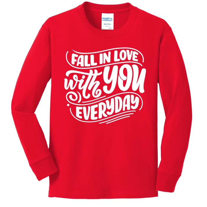 Fall In Love With You Everyday Cute Gift Kids Long Sleeve Shirt