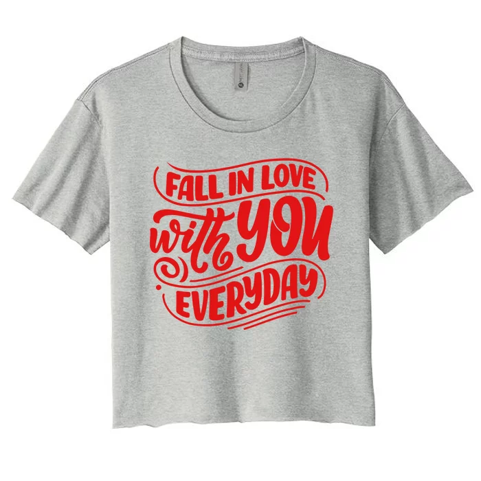 Fall In Love With You Everyday Cute Gift Women's Crop Top Tee