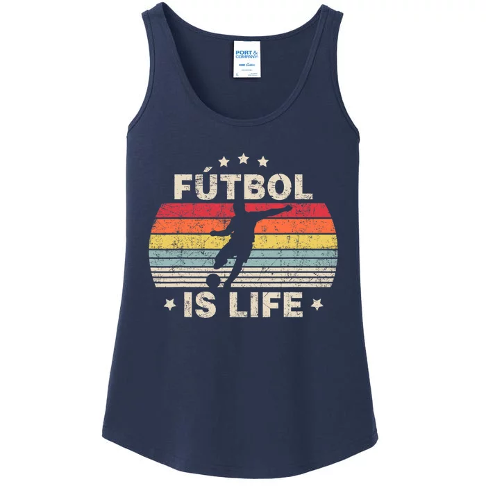 Futbol Is Life Soccer Funny Football Lover Vintage Ladies Essential Tank