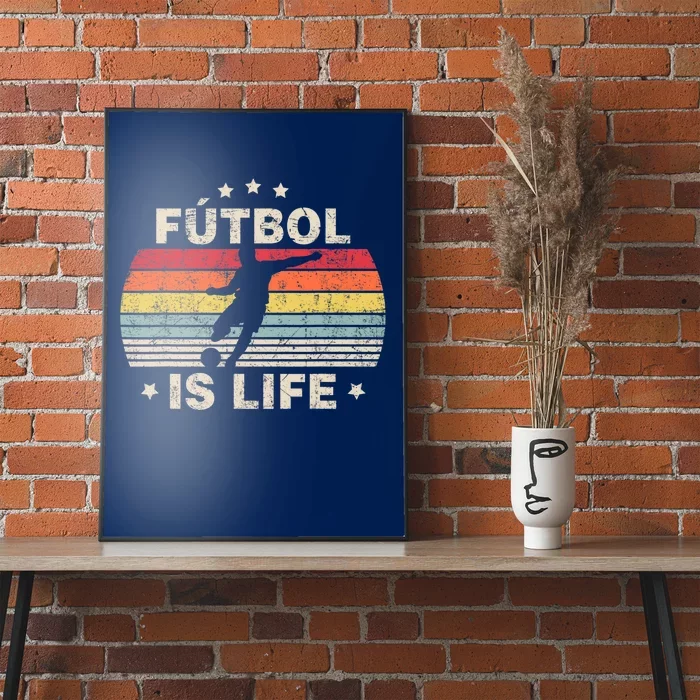 Futbol Is Life Soccer Funny Football Lover Vintage Poster