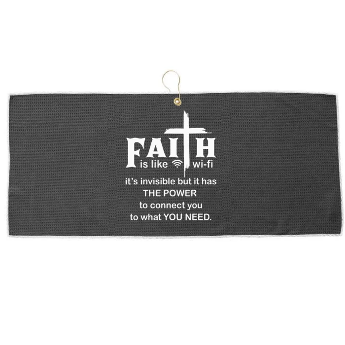 Faith Is Like Wifi Christian Invisible But It Has To Connect Large Microfiber Waffle Golf Towel