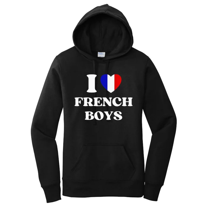 Funny I Love French I Red Heart French France Women's Pullover Hoodie