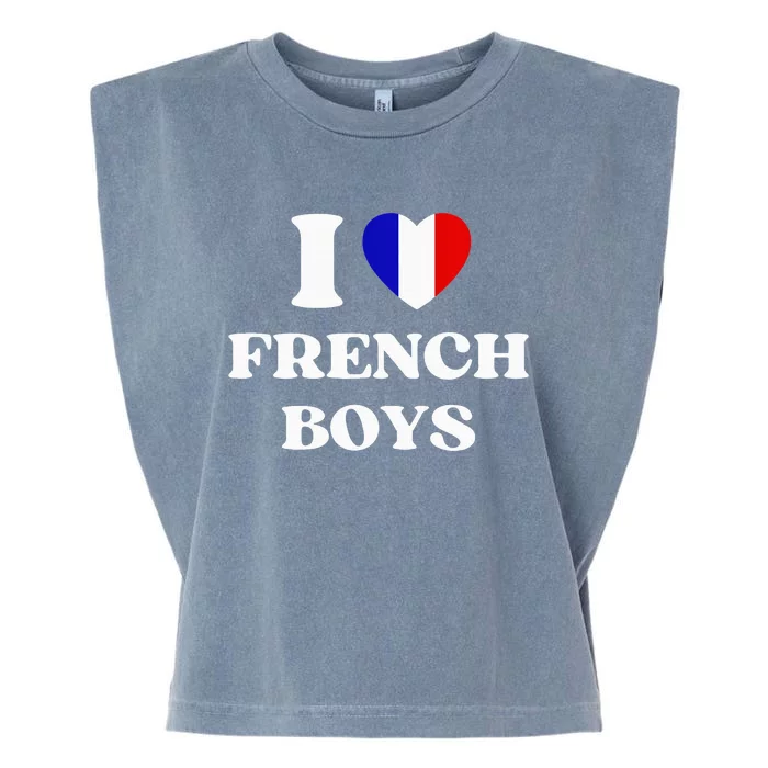 Funny I Love French I Red Heart French France Garment-Dyed Women's Muscle Tee