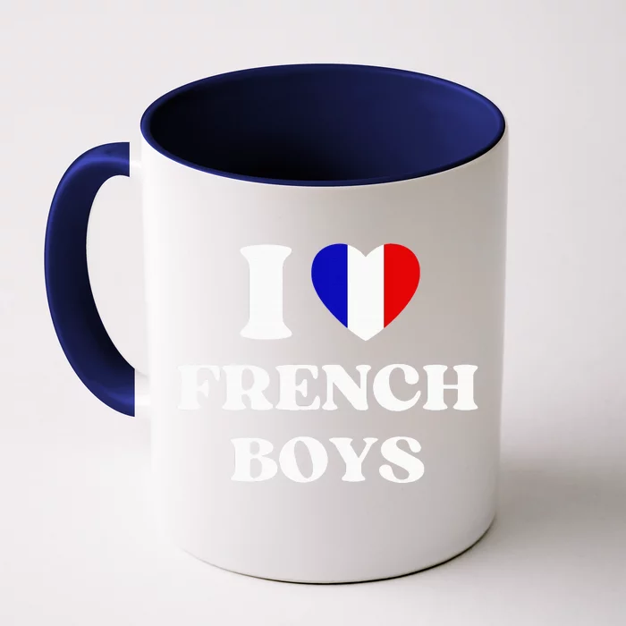 Funny I Love French I Red Heart French France Front & Back Coffee Mug