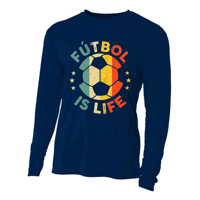 Futbol Is Life Football Lover Soccer Funny Vintage Coach Cooling Performance Long Sleeve Crew