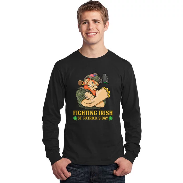 Fighting Irish Leprechaun American Soldier St Patrick's Day Tall Long Sleeve T-Shirt