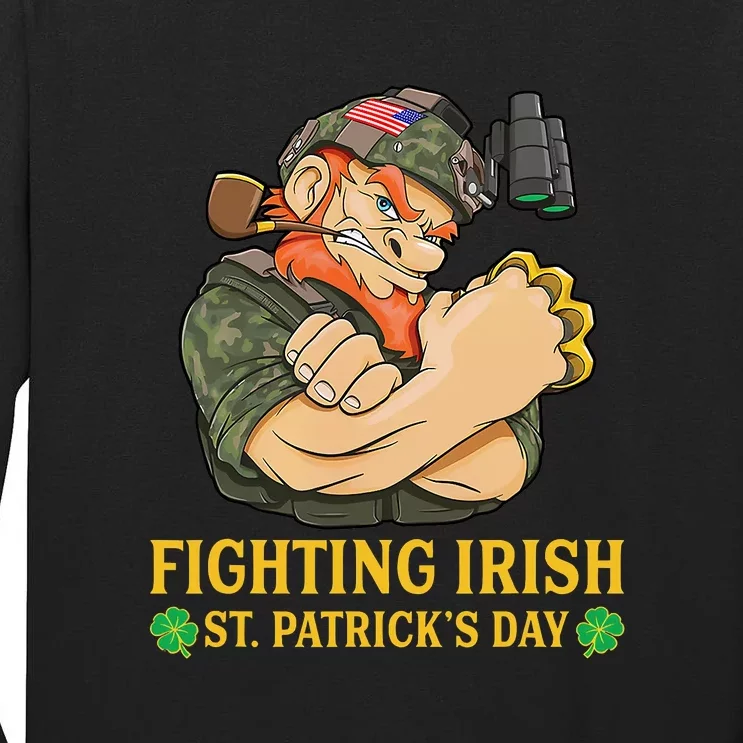 Fighting Irish Leprechaun American Soldier St Patrick's Day Tall Long Sleeve T-Shirt