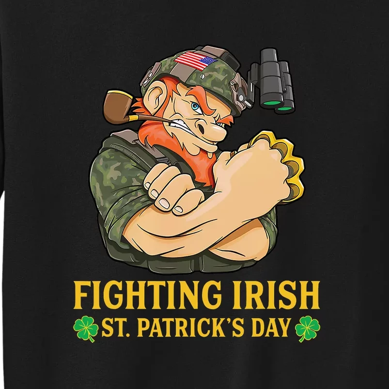 Fighting Irish Leprechaun American Soldier St Patrick's Day Tall Sweatshirt