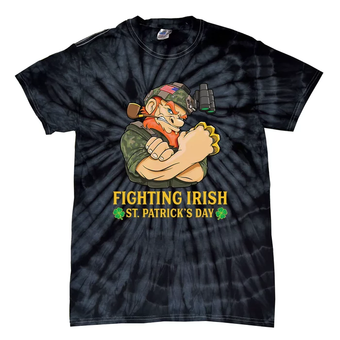 Fighting Irish Leprechaun American Soldier St Patrick's Day Tie-Dye T-Shirt