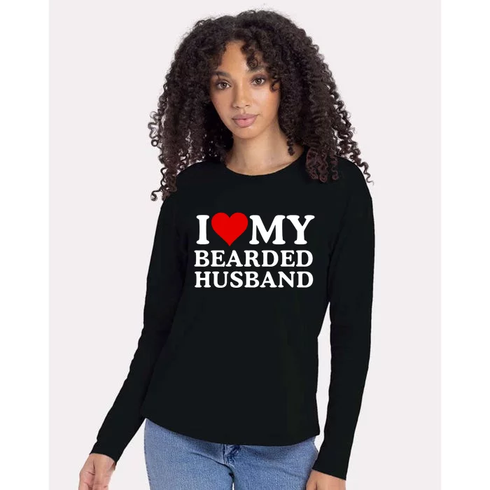 Funny I Love My Bearded Husband I Love My Husband Husbands With Beards Womens Cotton Relaxed Long Sleeve T-Shirt