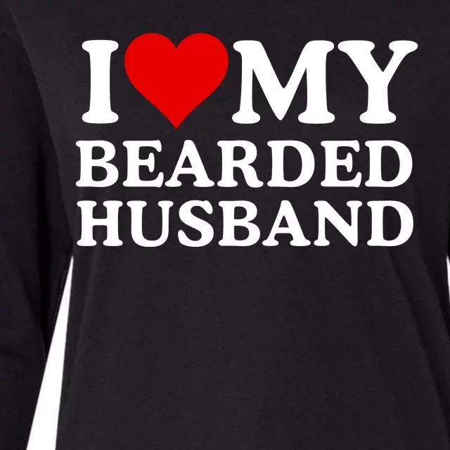 Funny I Love My Bearded Husband I Love My Husband Husbands With Beards Womens Cotton Relaxed Long Sleeve T-Shirt