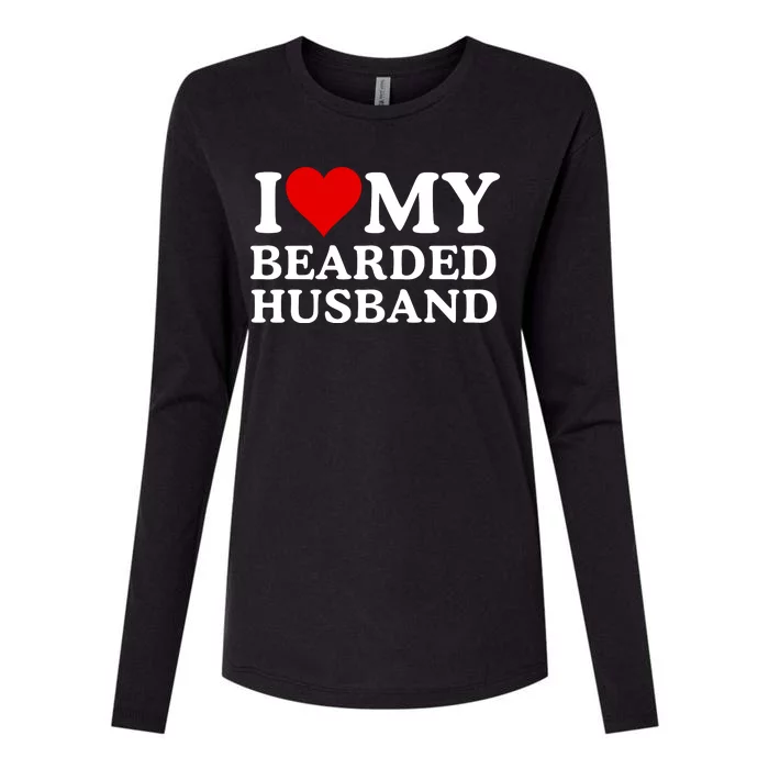 Funny I Love My Bearded Husband I Love My Husband Husbands With Beards Womens Cotton Relaxed Long Sleeve T-Shirt