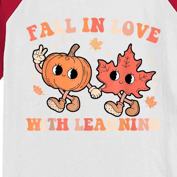 Fall In Love With Learning Fall Teacher Thanksgiving Retro Kids Colorblock Raglan Jersey