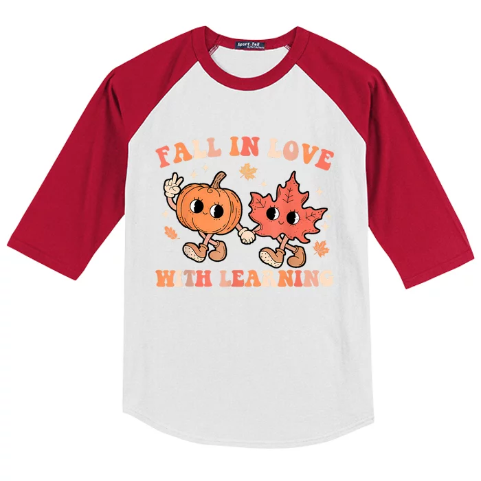 Fall In Love With Learning Fall Teacher Thanksgiving Retro Kids Colorblock Raglan Jersey