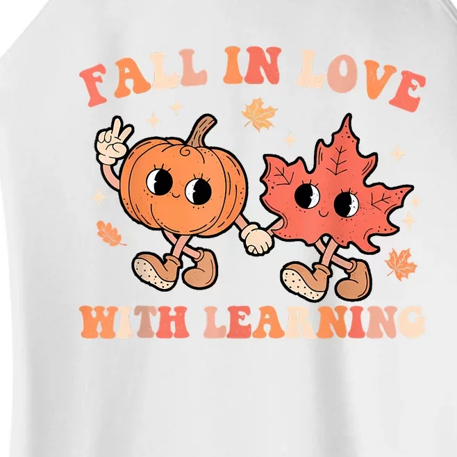 Fall In Love With Learning Fall Teacher Thanksgiving Retro Women’s Perfect Tri Rocker Tank