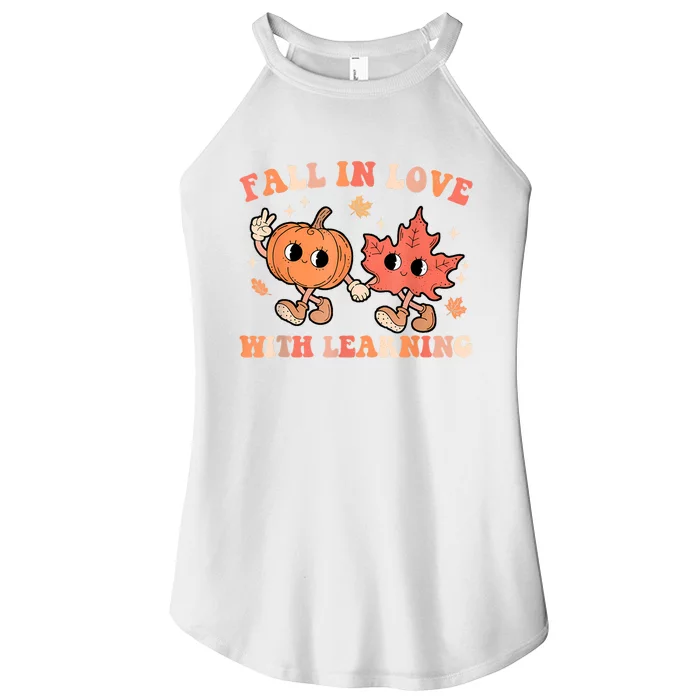 Fall In Love With Learning Fall Teacher Thanksgiving Retro Women’s Perfect Tri Rocker Tank