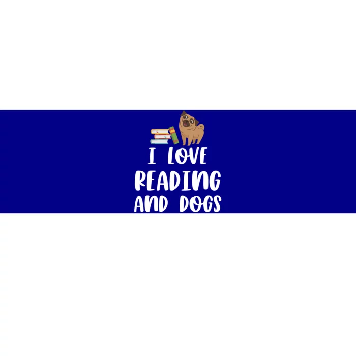 Funny I Love Reading And Dogs Cute Pug Bookworm Book Lover Gift Bumper Sticker