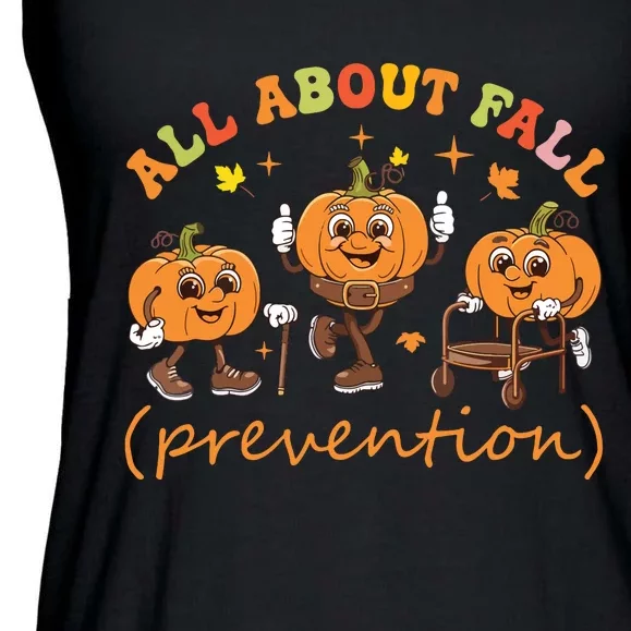 Funny I Love Fall Prevention Thanksgiving Pumpkins Old Ladies Essential Flowy Tank