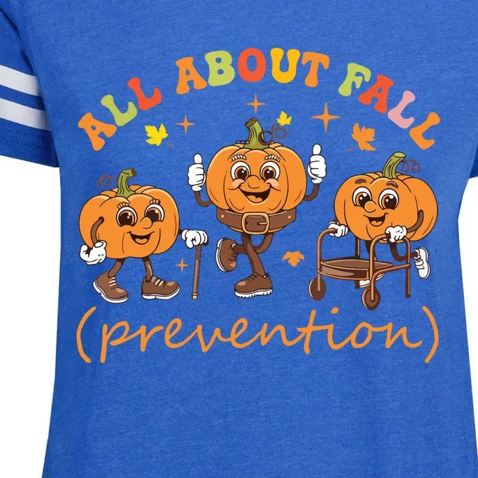 Funny I Love Fall Prevention Thanksgiving Pumpkins Old Enza Ladies Jersey Football T-Shirt