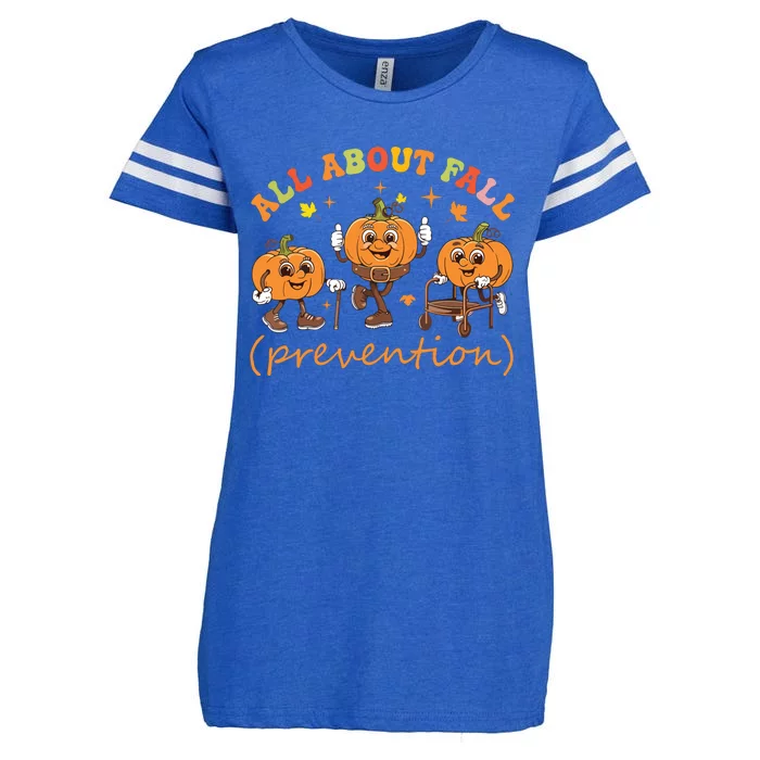 Funny I Love Fall Prevention Thanksgiving Pumpkins Old Enza Ladies Jersey Football T-Shirt