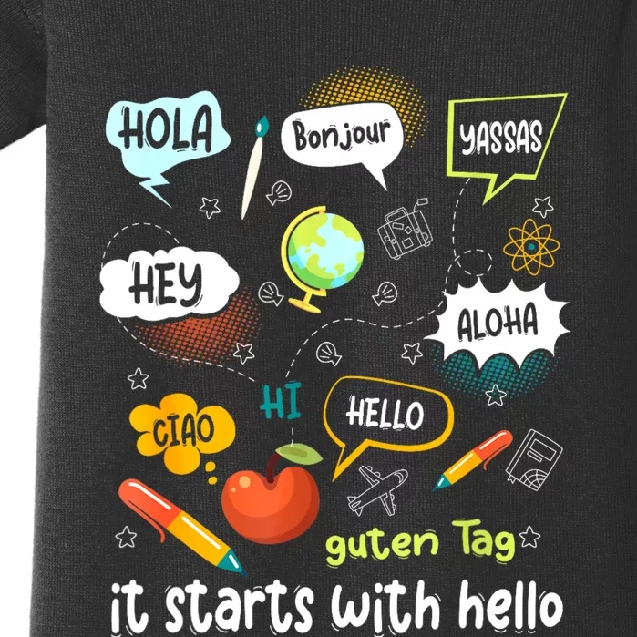 Friendship Inclusion Language Teacher It Starts With Hello Baby Bodysuit