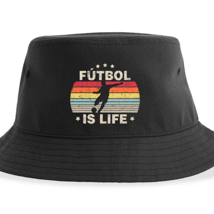 Futbol Is Life Soccer Funny Football Lover Vintage Sustainable Bucket Hat